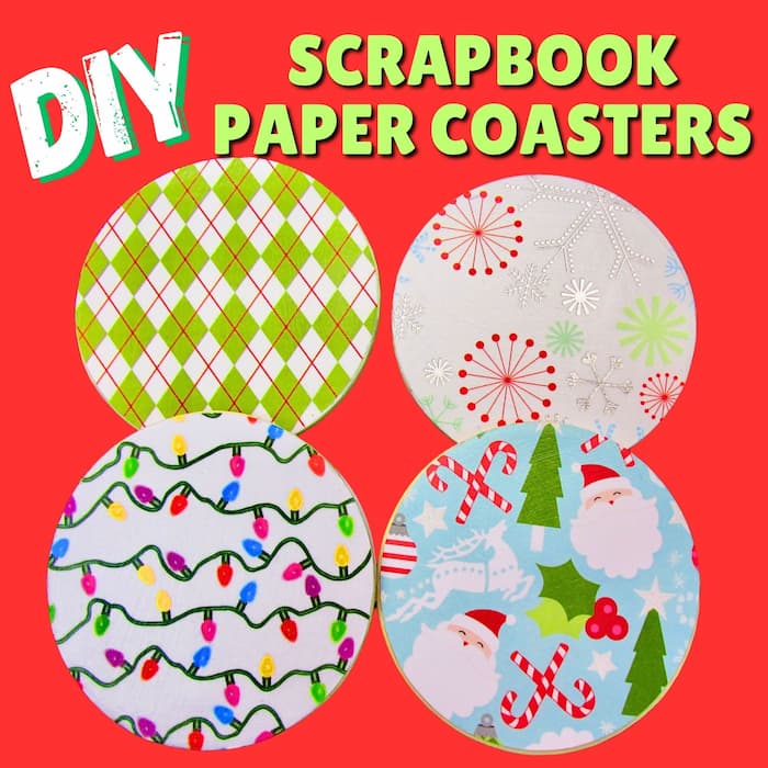DIY Christmas scrapbook paper coasters