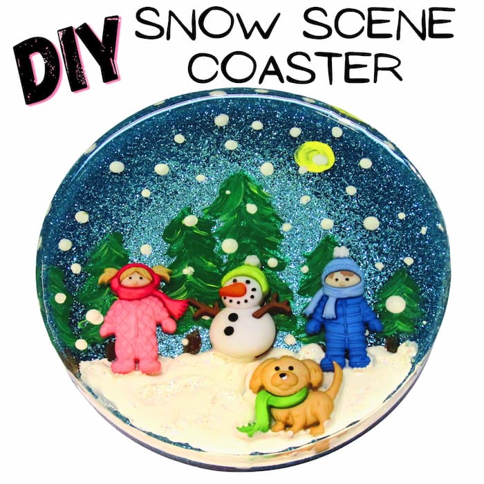 DIY snow scene coaster
