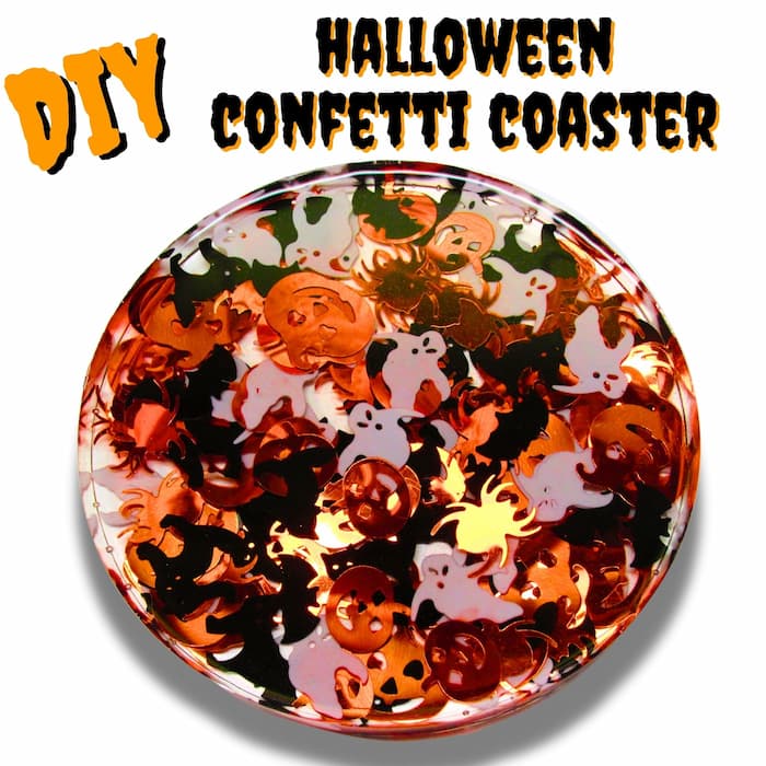 Halloween confetti coaster DIY