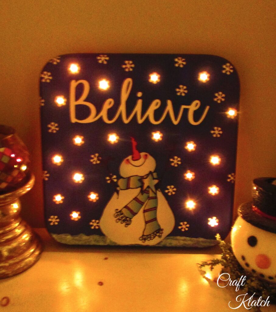 Christmas decor snowman believe sign