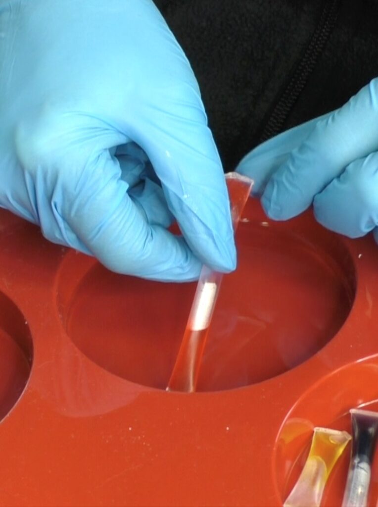 place straws into the resin coaster mold