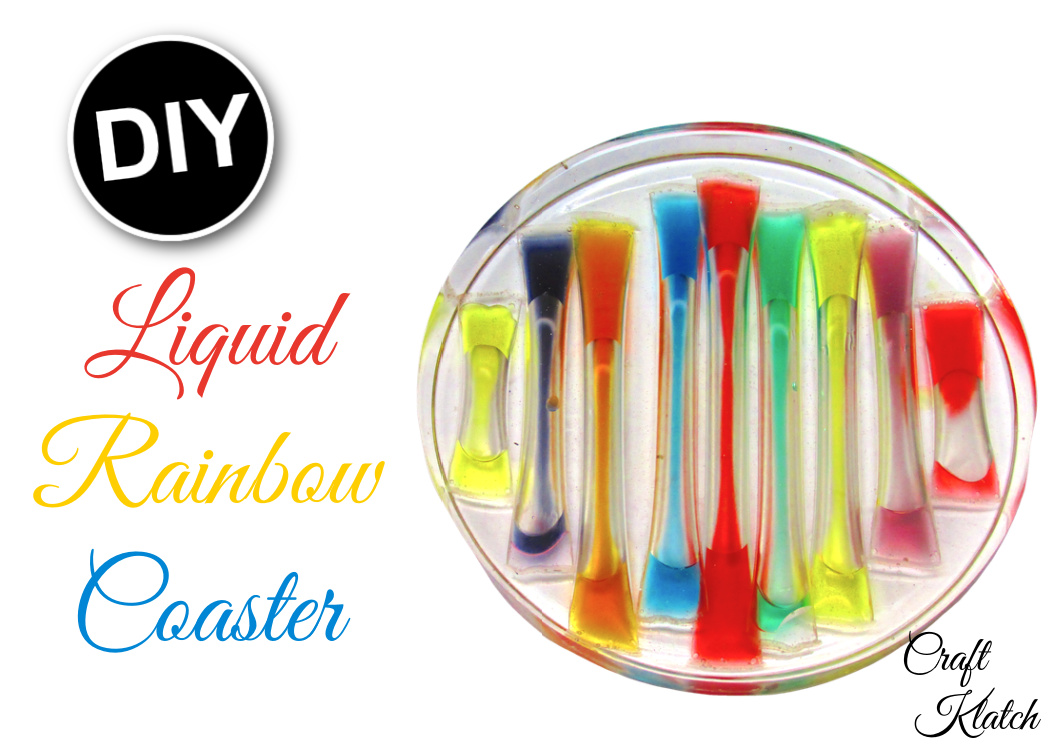 Liquid rainbow resin coaster DIY