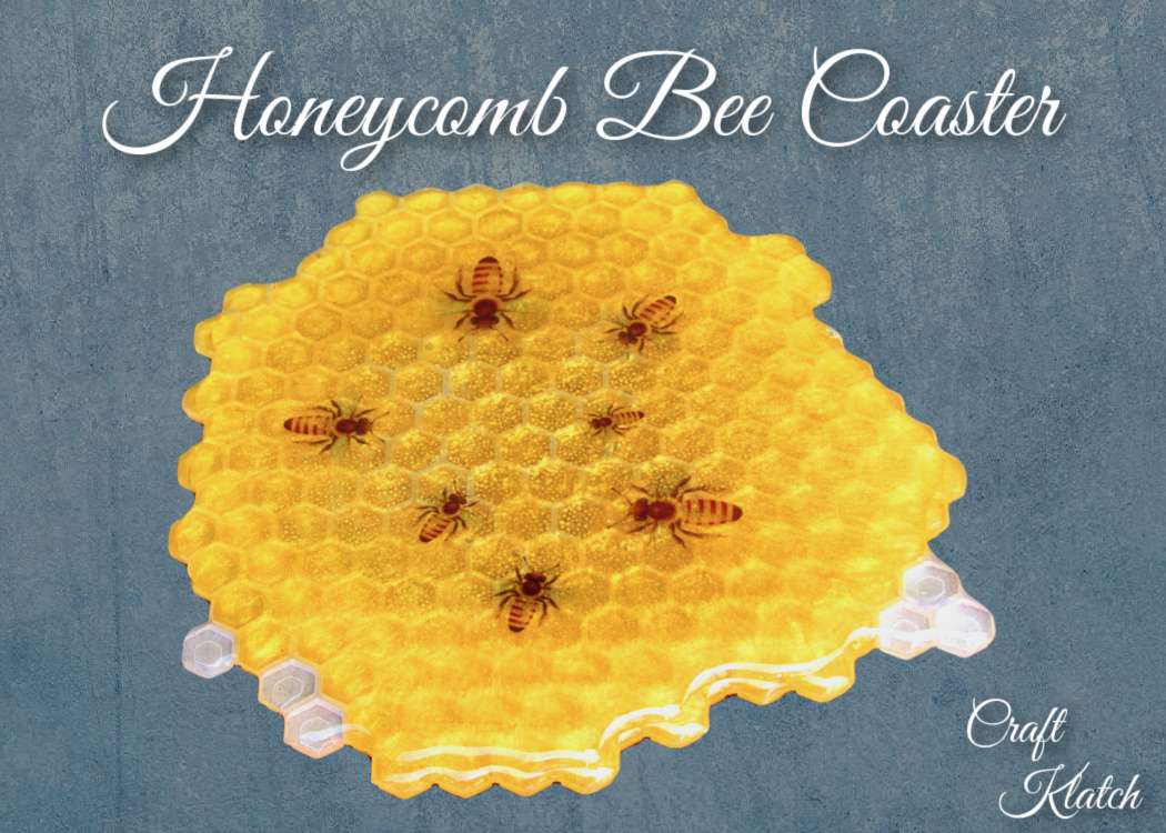 Honeycomb bee resin coaster