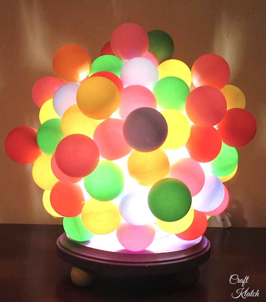Finished gumball lamp lit up for fun lamp diy ideas
