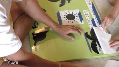 Learn how to give a table makeover, with a tropical touch, in this episode of Garbage to Gorgeous! It's a fun pet makeover for my cats, but the technique can be applied to other furniture projects! | furniture painting | painting furniture | furniture makeovers | home interiors | home decor | cat | cats| cat craft | cat table | cricut | cricut crafts | cricut projects | thrift diving | thrifting