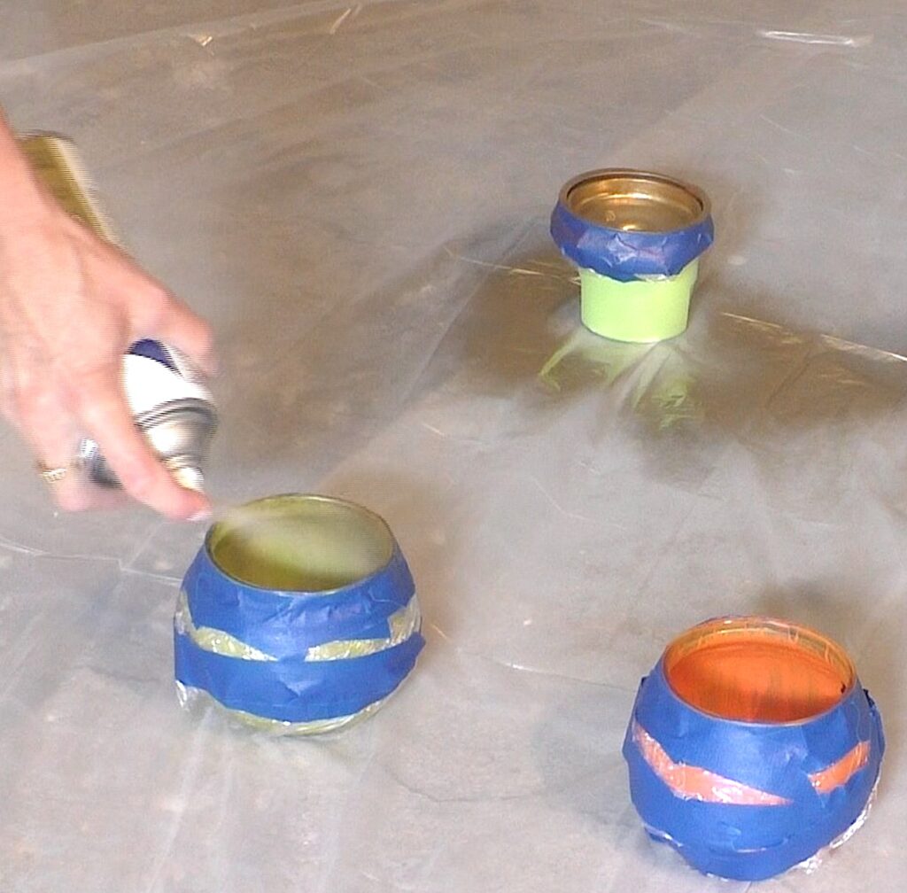 Spray paint the inside of glass pumpkins