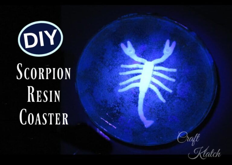 Scorpion glow in the dark resin coaster
