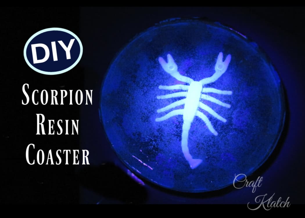 Scorpion glow in the dark resin coaster