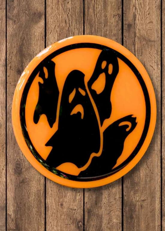 completed ghost coaster Halloween craft