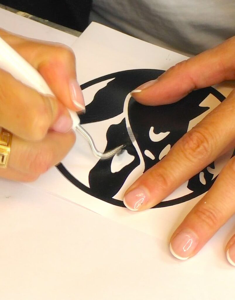 Weeding the image for the ghost coaster Halloween craft