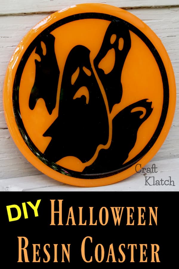 Halloween craft ghost coaster pinterest pin