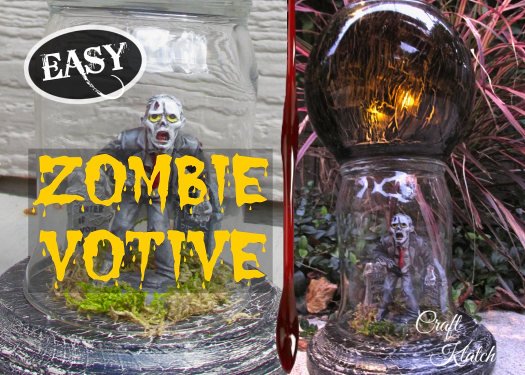 DIY Easy Halloween decorations cemetery decor zombie votive