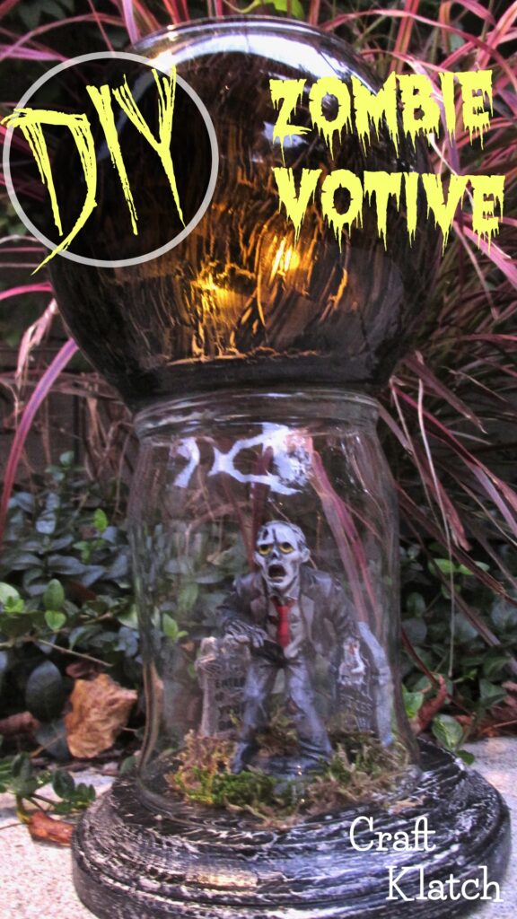 DIY Easy Halloween decorations cemetery decor zombie votive