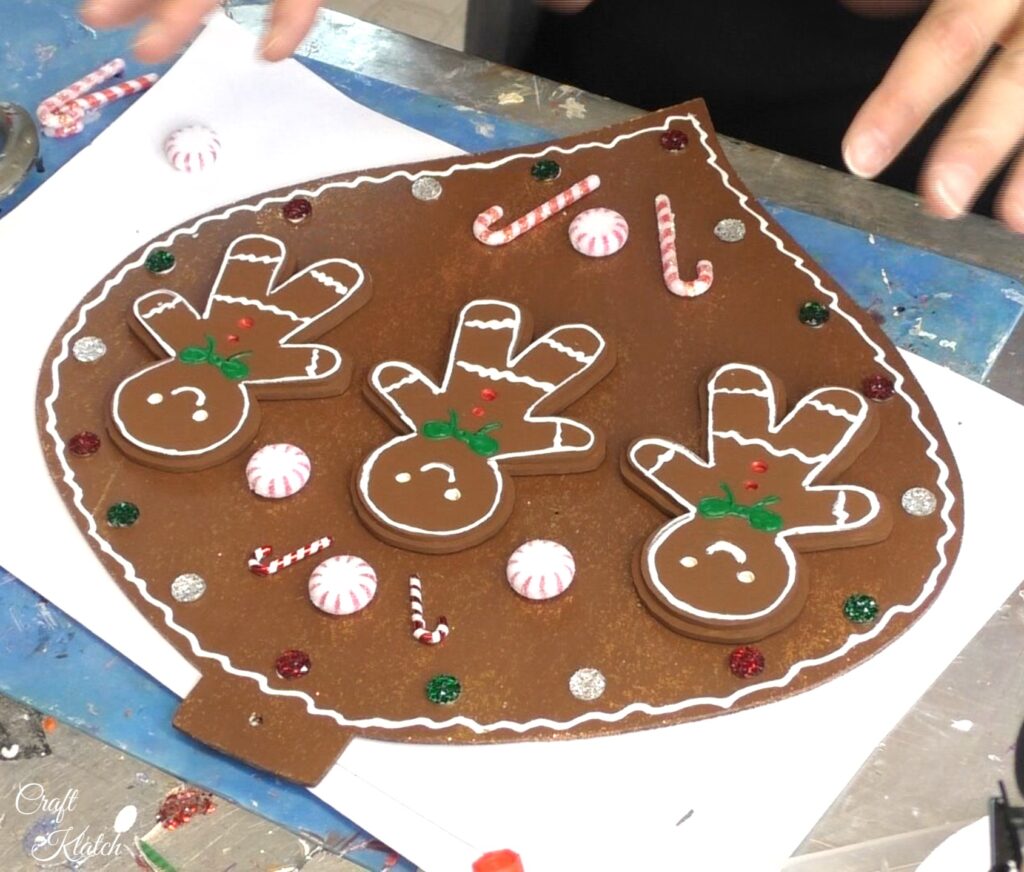 Partially finished gingerbread Christmas ornament