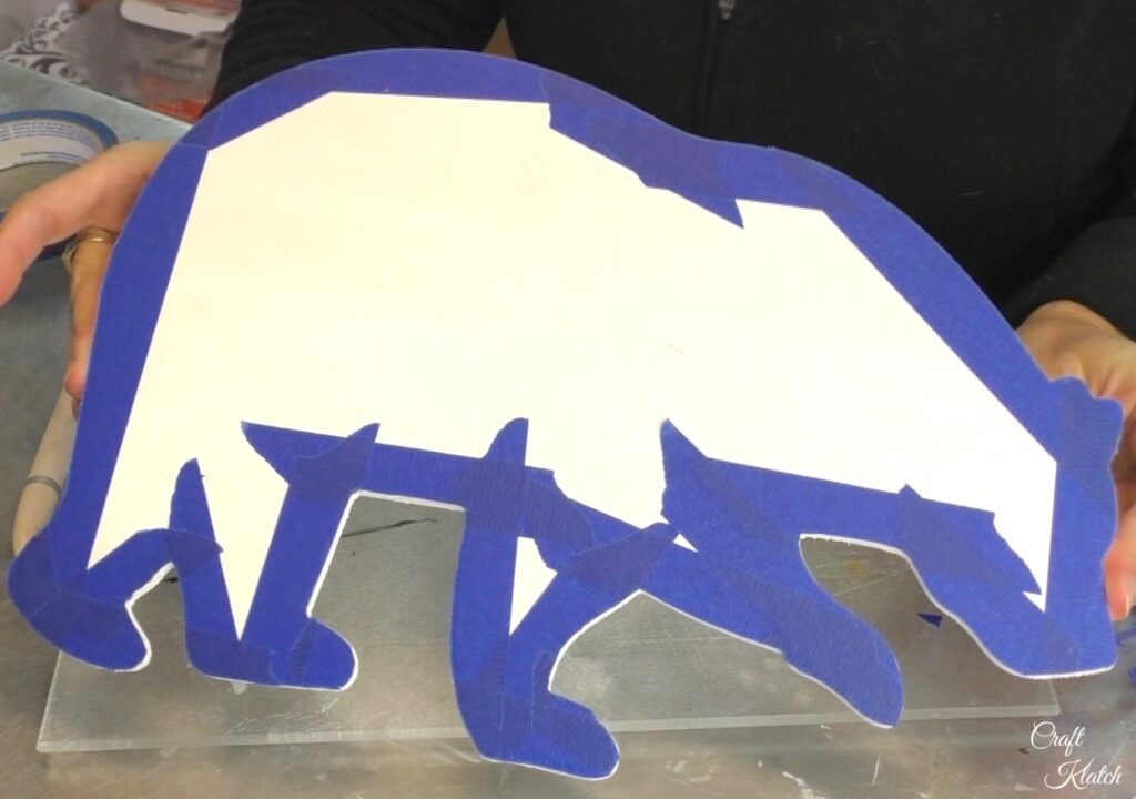 Back of polar bear with tape trimmed