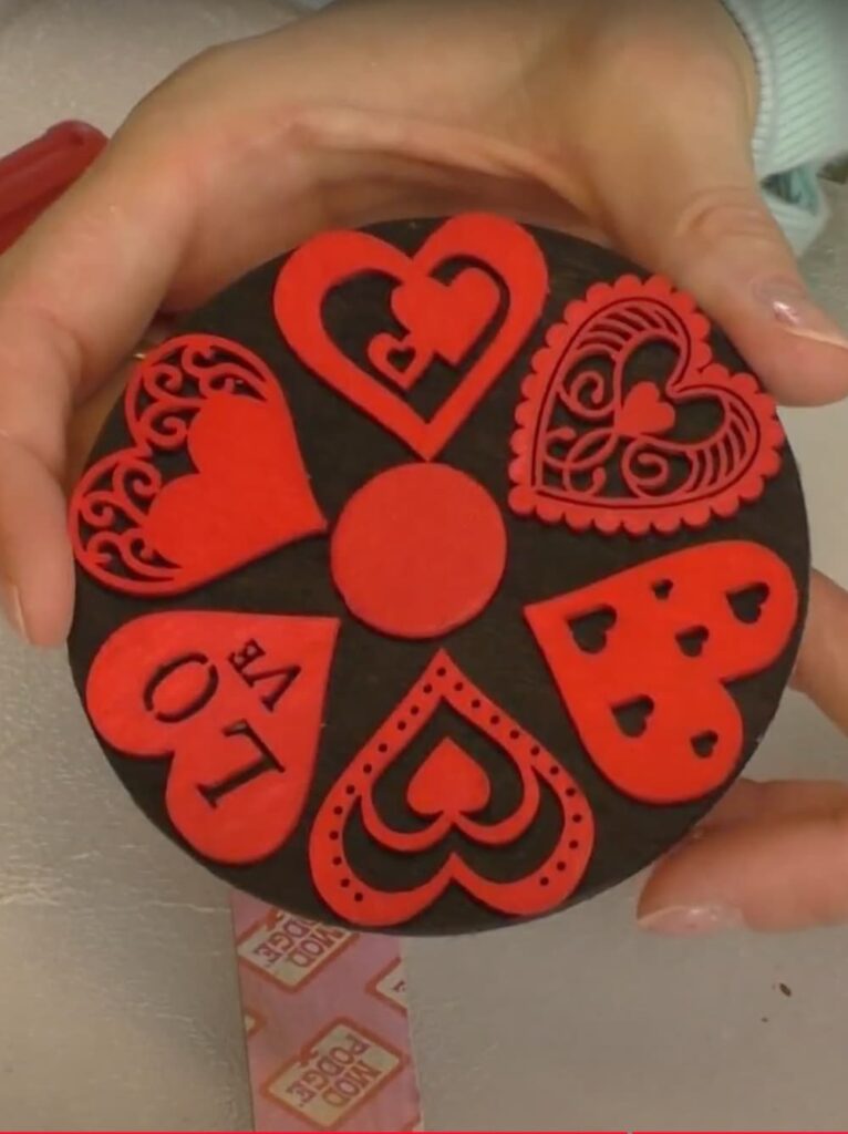 DIY Valentine's Day coaster completed