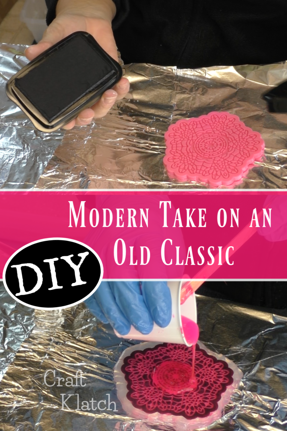 Do you remember grandma's doily coasters? We are going to give them a chic resin spin! You can customize them to match any home decor! It's an easy resin craft idea! #craftklatch #resin #resincrafts #crafts #craftideas #diy #howto #resinprojects #resinart #doily #doilycrafts #homedecor