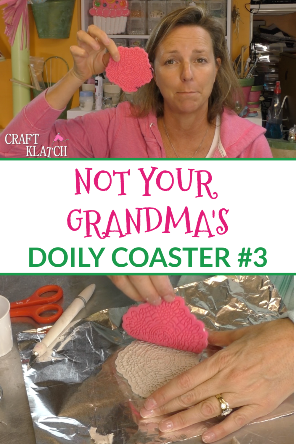 Do you remember grandma's doily coasters? We are going to give them a chic clay spin! You can customize them to match any home decor! It's an easy clay craft idea! Craft Klatch #craftklatch #resin #resincrafts #crafts #craftideas #diy #howto #resinprojects #resinart #doily #doilycrafts #homedecor