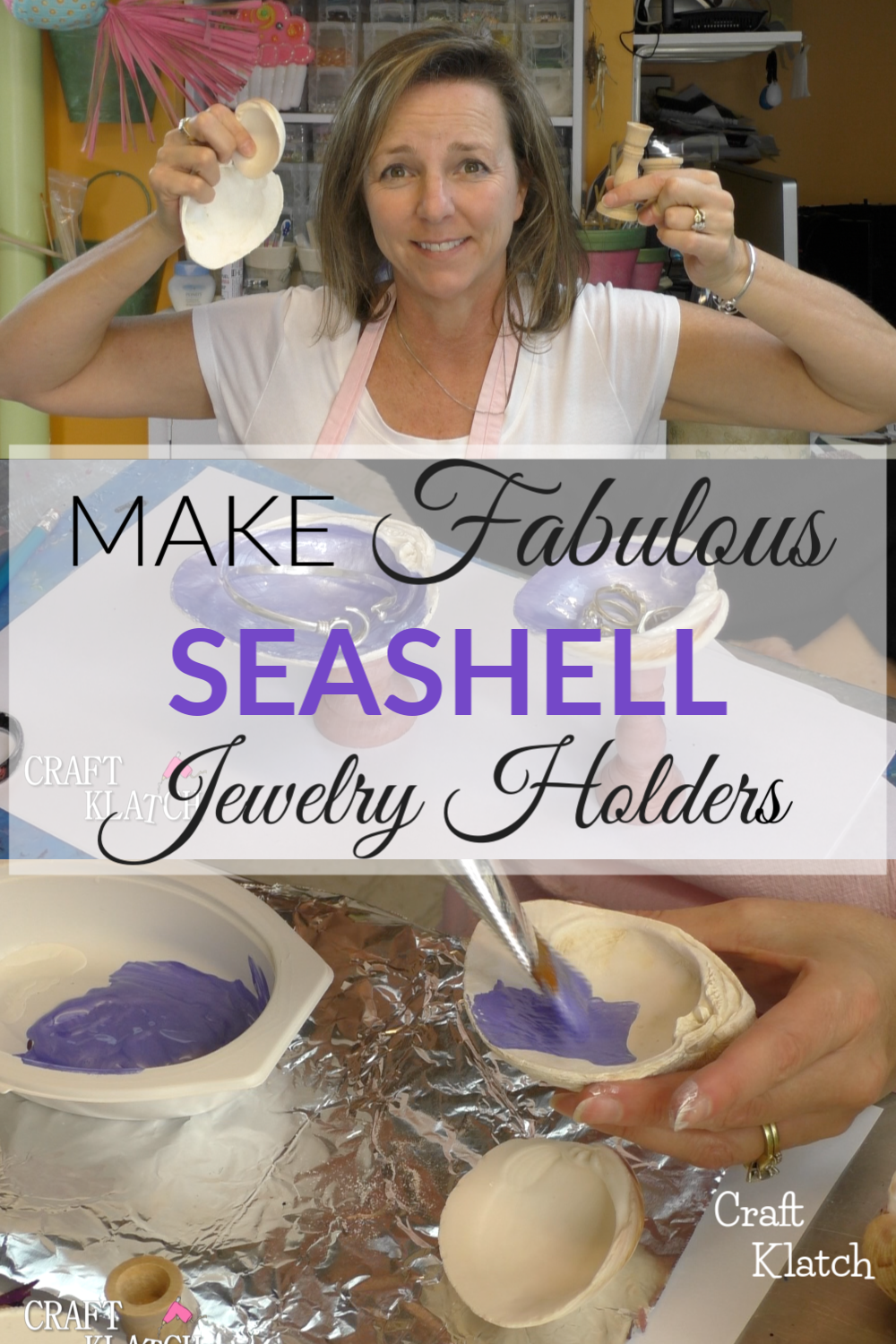DIY sea shell crafts are a great way to create home decor but also a chance to bring back vacation memories. Every seashell is a piece of art and you can paint them to go with your room decor and use your favorite colors. It's an easy quarantine craft for kids. I have collected seashells for many years and have accumulated a ridiculous amount! I love them so much and love to be able to use them in my home decor for some coastal decor inspiration. #craftklatch #homedecor #storage #organization #organize #diy #seashells #beach #beachcrafts #howto #crafts #crafting