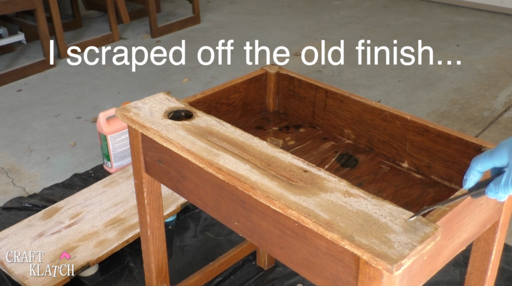 Learn how to makeover a desk using UnicornSpit and Glaze Coat! | furniture | furniture makeover | desk makeover | furniture redo | diy | home decor | Unicorn Spit | #diy #unicornspit #glazecoat #furniture #furnituremakeover #furnitureredo #homedecor #deskmakeover Scraping off old finish from desk after Citristrip stripper dried