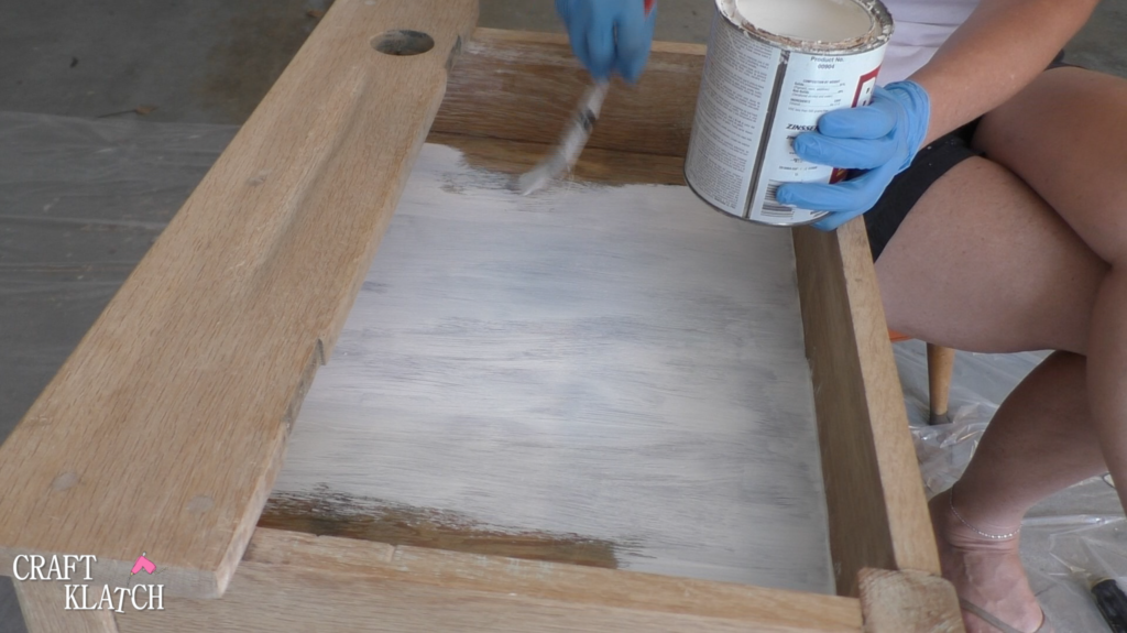 Painting inside of desk with primer to cover up stains