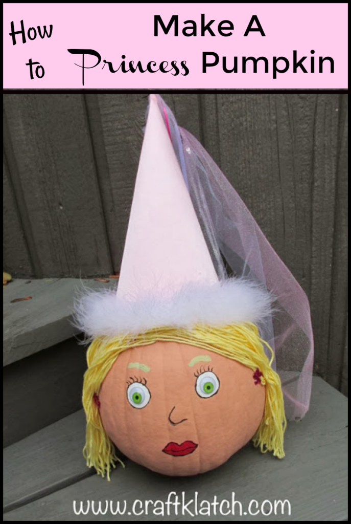 Princes pumpkin with pink hat fall crafts for kids
