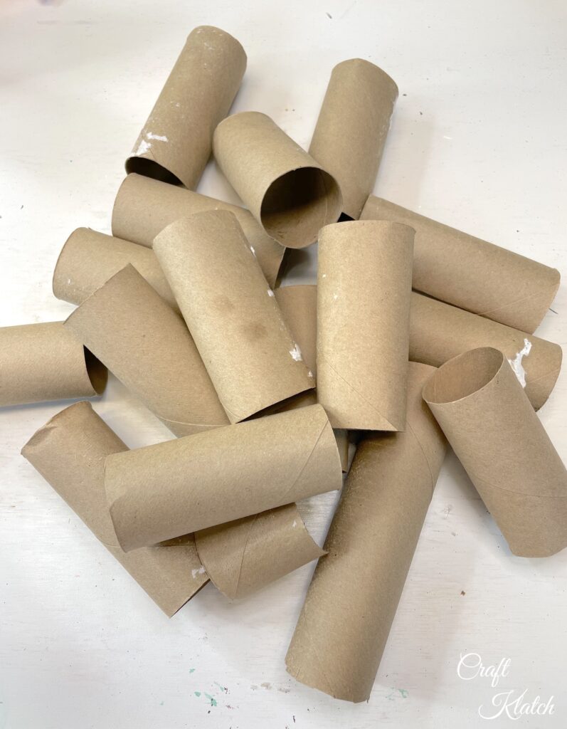 Pile of empty toilet paper rolls