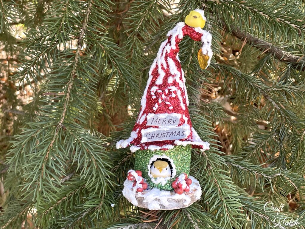 How to make an enchanted birdhouse Christmas ornament