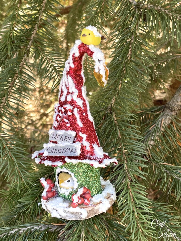 How to make an enchanted birdhouse Christmas ornament