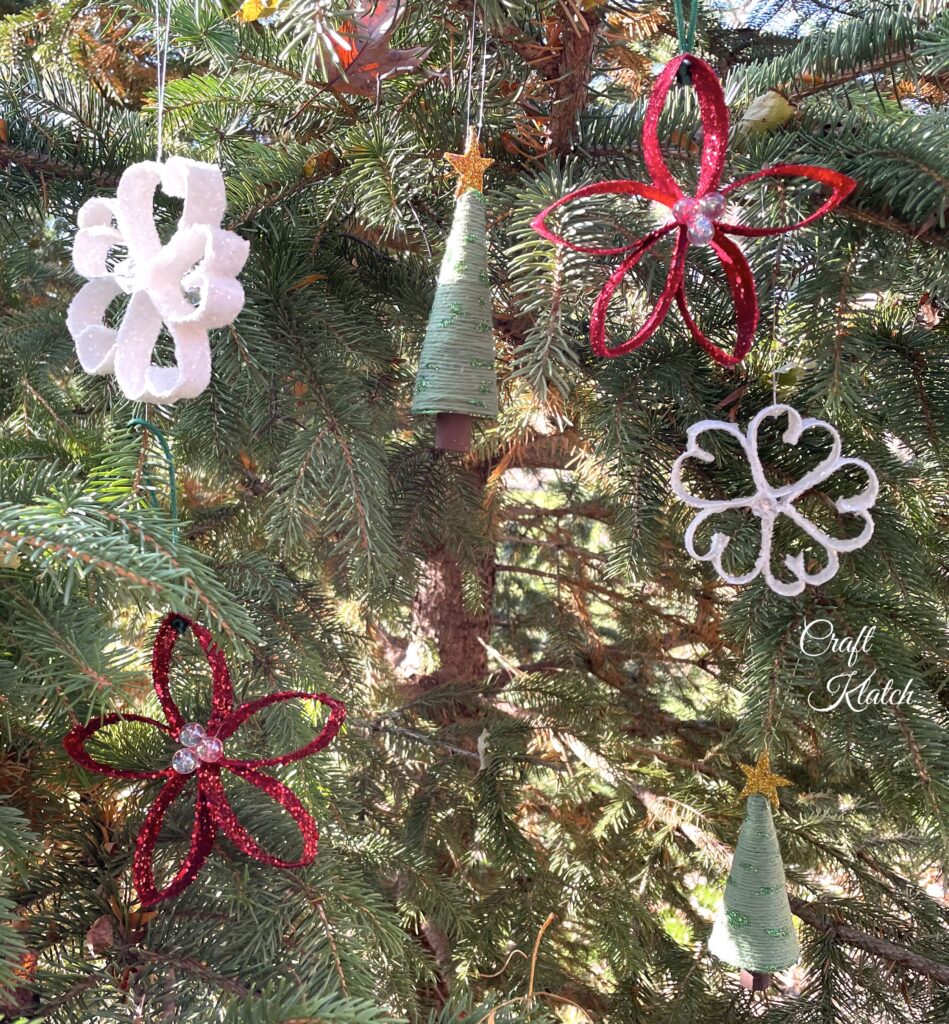 Grouping of handmade Christmas ornaments