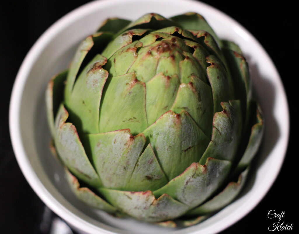 artichoke in microwave safe dish