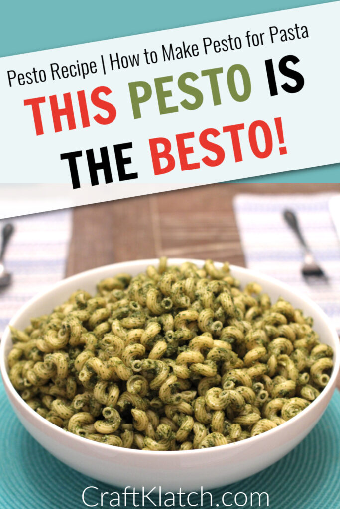 Pesto recipe | How to make pesto for pasta bowl of pesto pasta on table