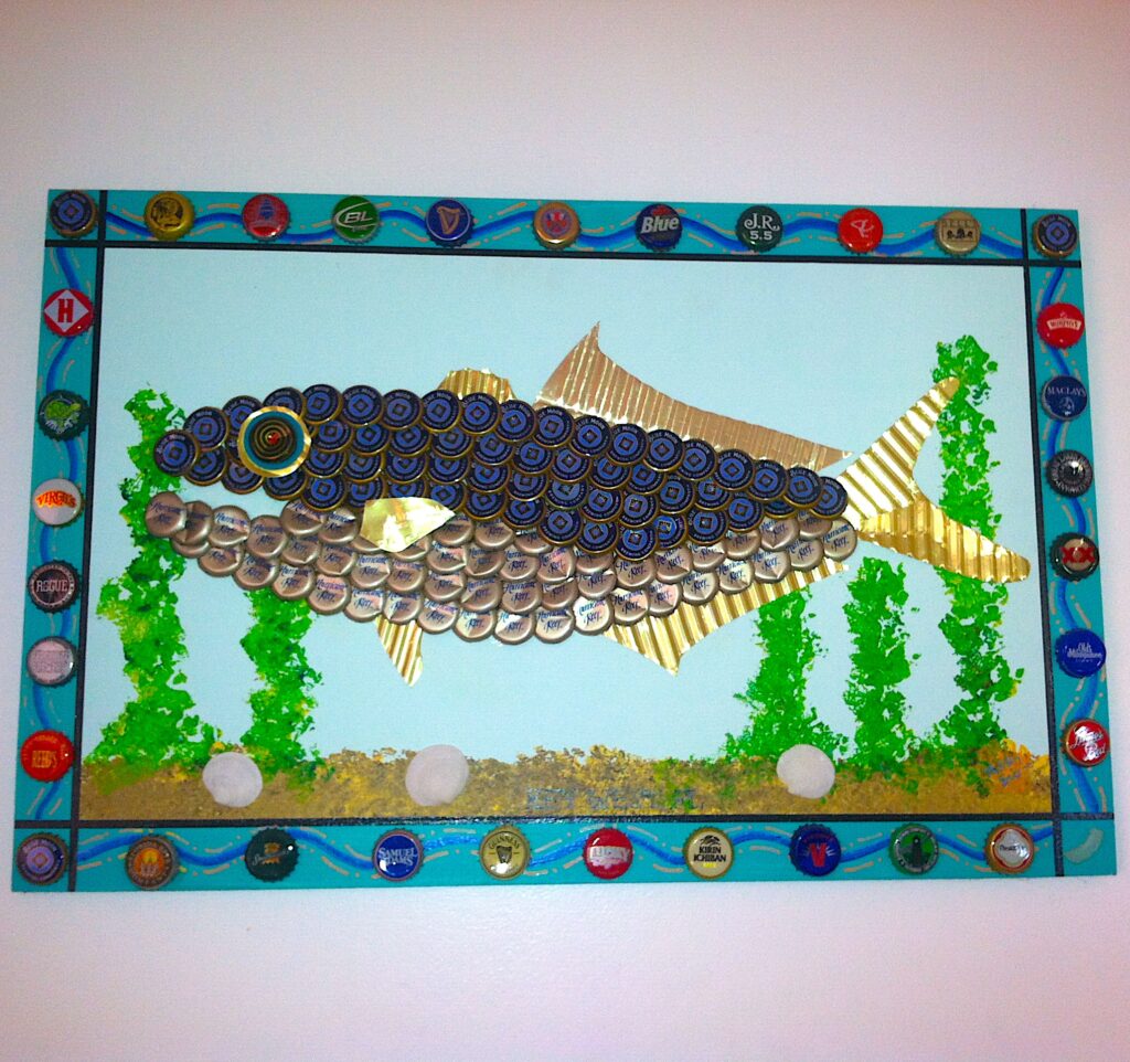 fish bottle cap art