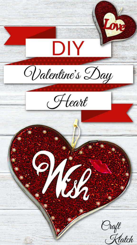 DIY Valentine's Day Heart Love and wish red glitter in resin pinterest image