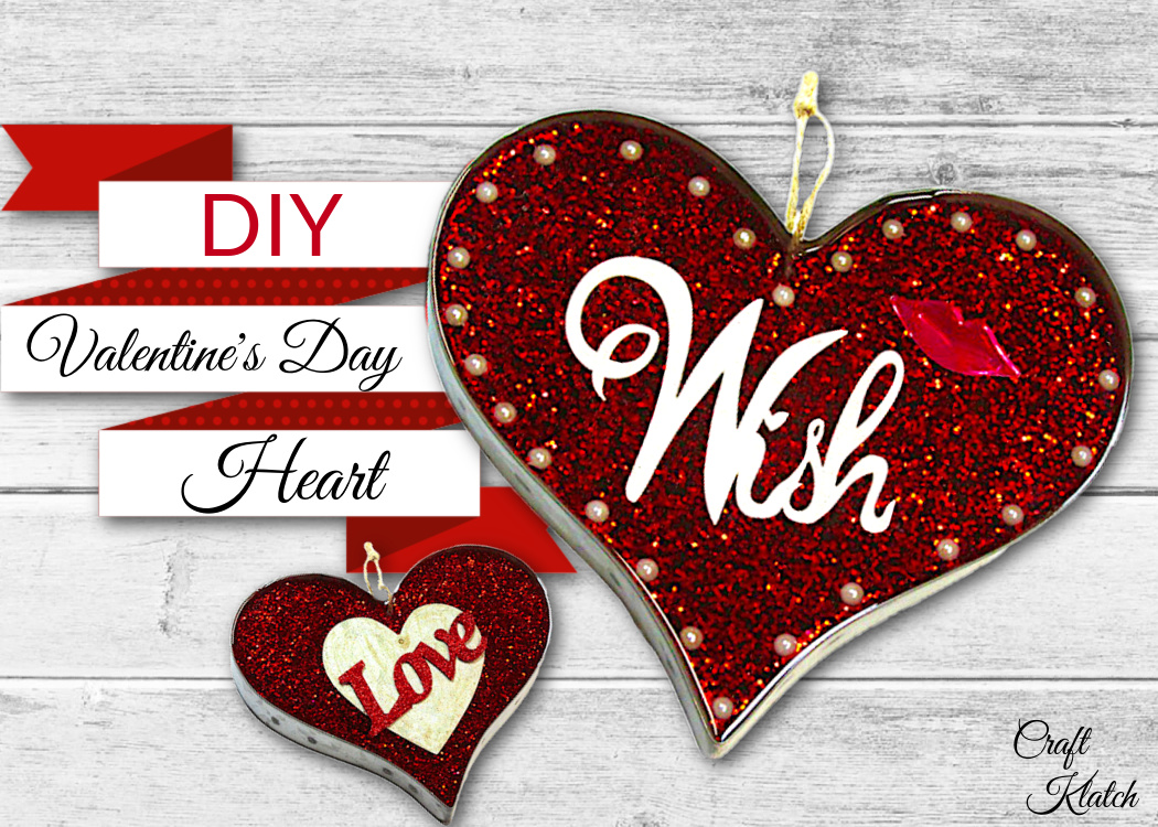 RED BLACK WHITE WOOD GLITTER WELCOME VALENTINE'S DAY HEART SIGN DECORATION 