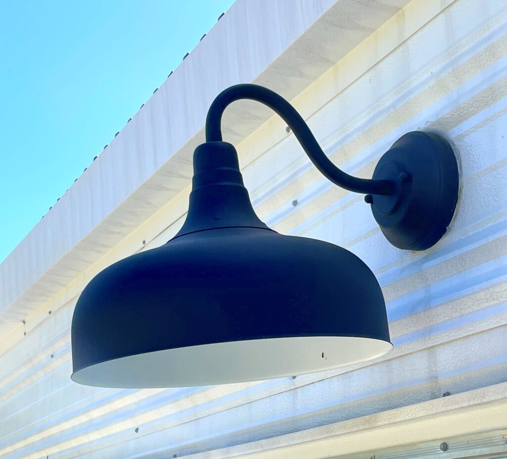 Barn light above shed door