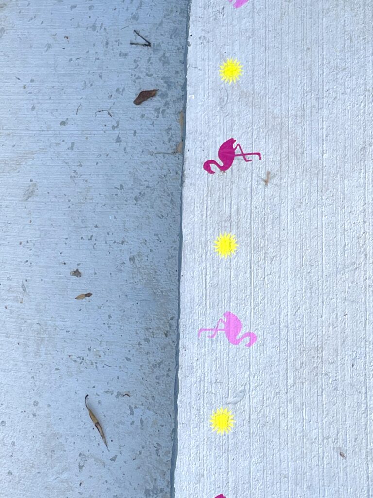 Oracal vinyl flamingo and sun front step trip fix
