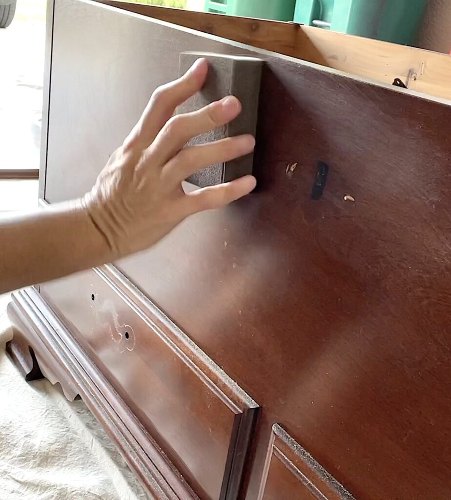 Sanding cherry cedar chest