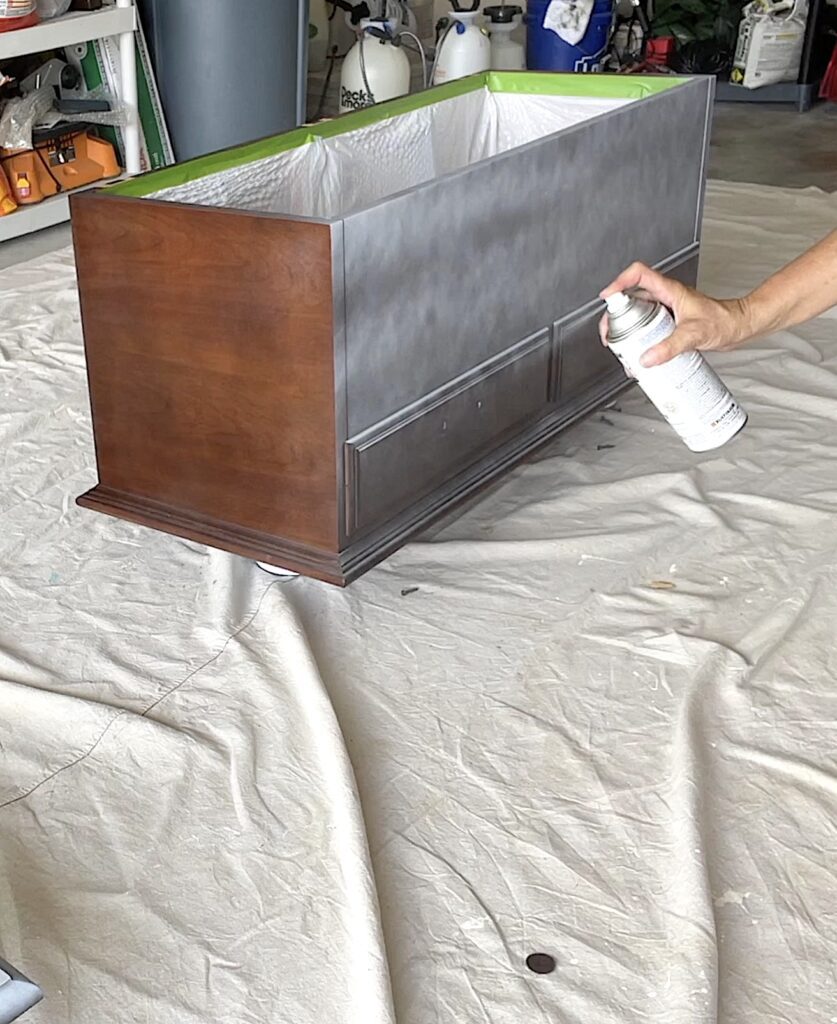 Spraypainting cedar chest