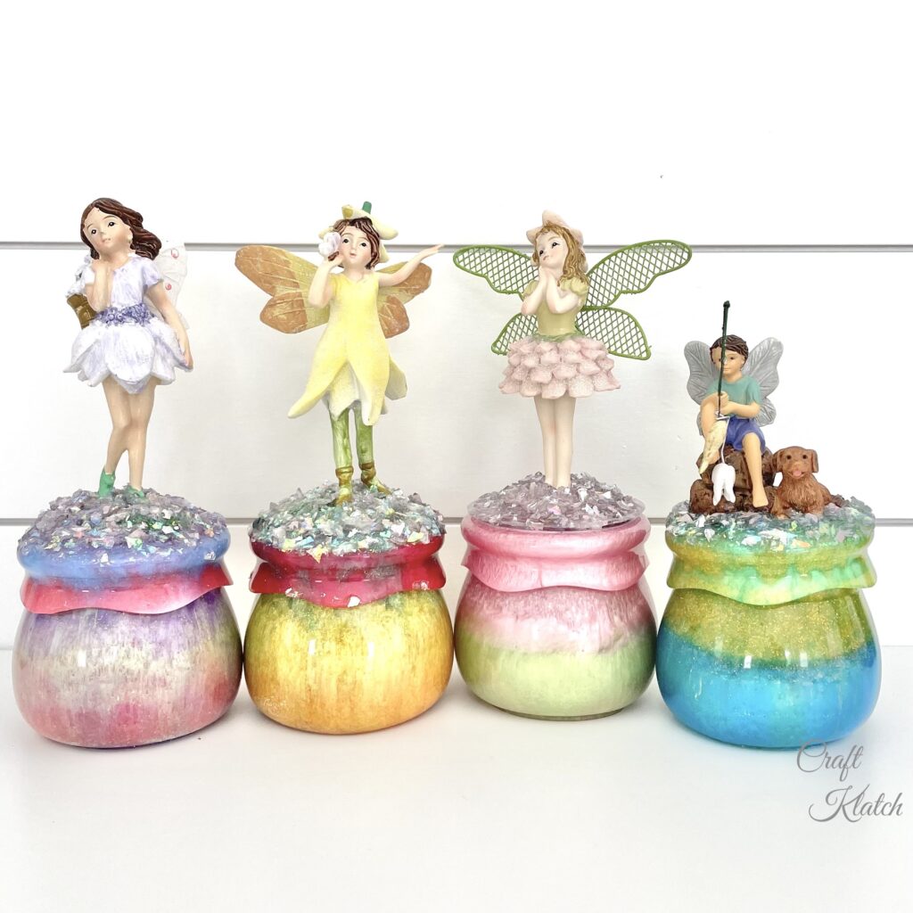 Four magical tooth fairy jars resin crafts