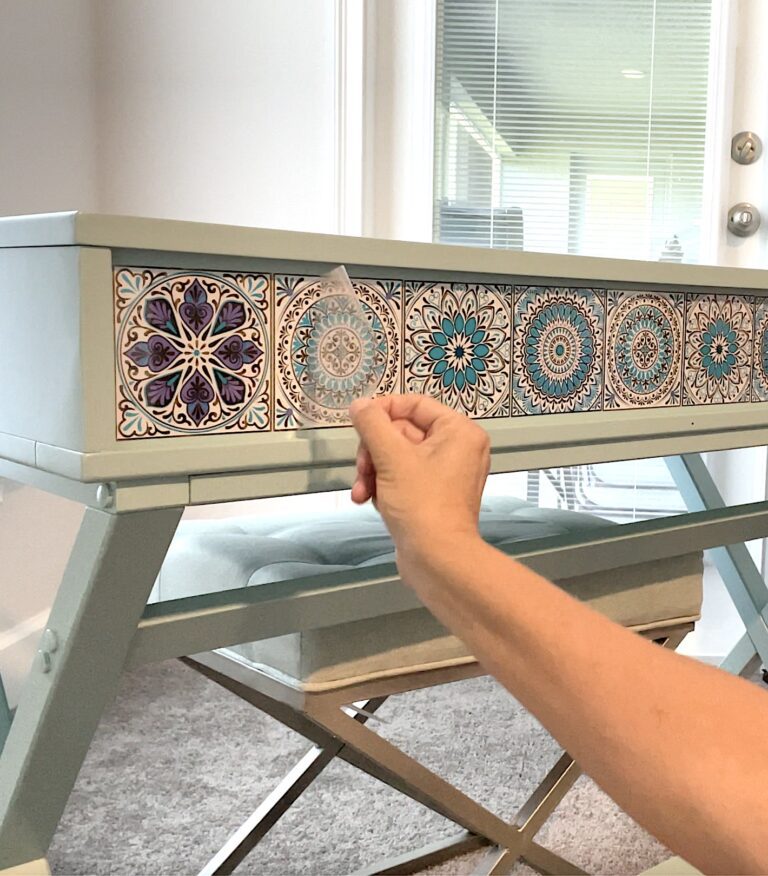 Tile Stickers for a Desk Makeover DIY - Craft Klatch