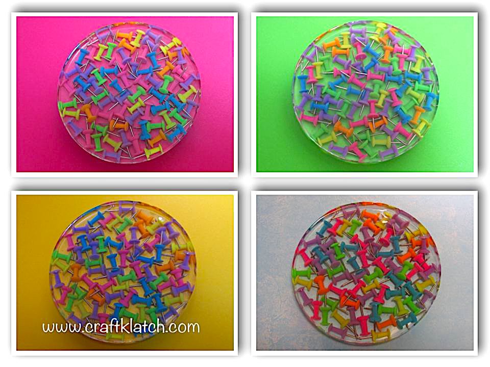 Pushpin resin coaster