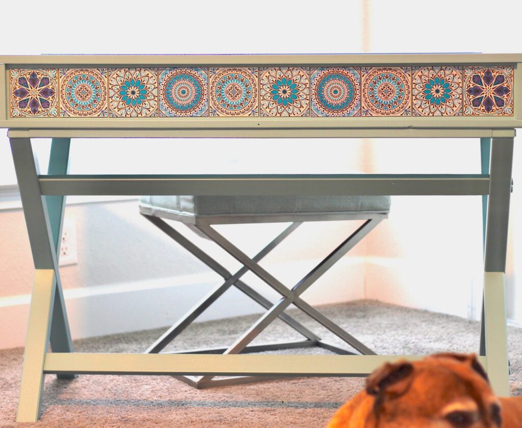 Tile sticker desk makeover with coco 2000 x 2000