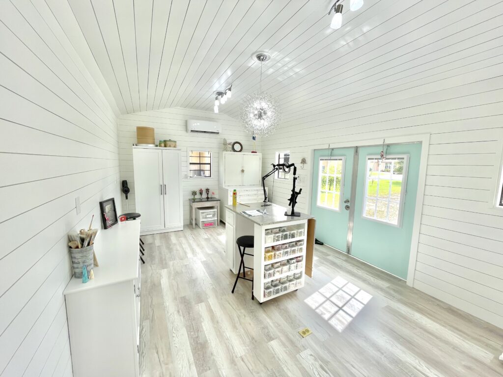 Interior craft room | crafting she shed