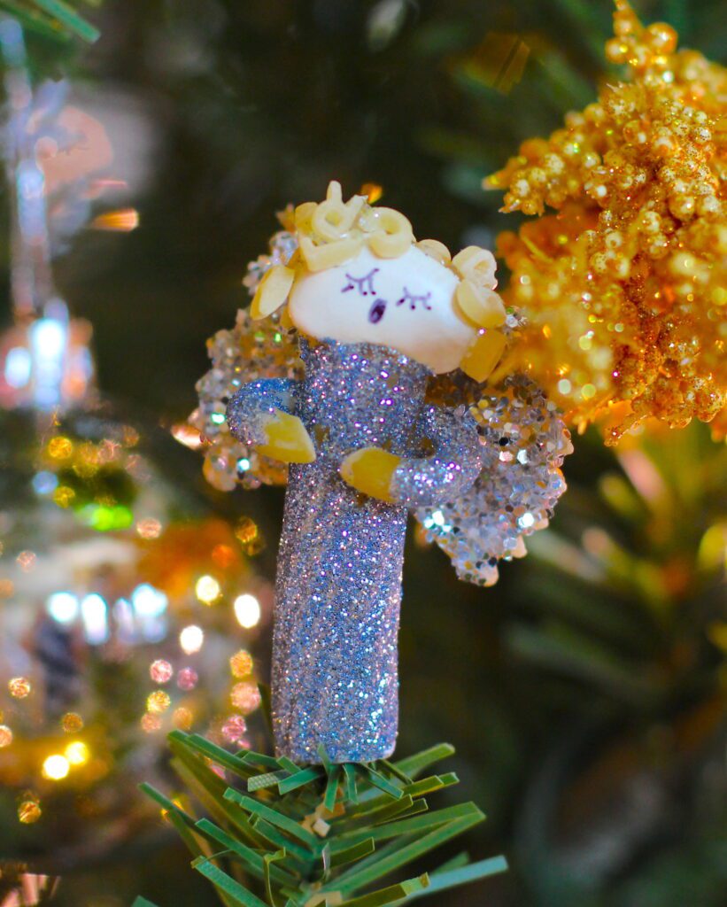 Pasta Angels Christmas ornament crafting