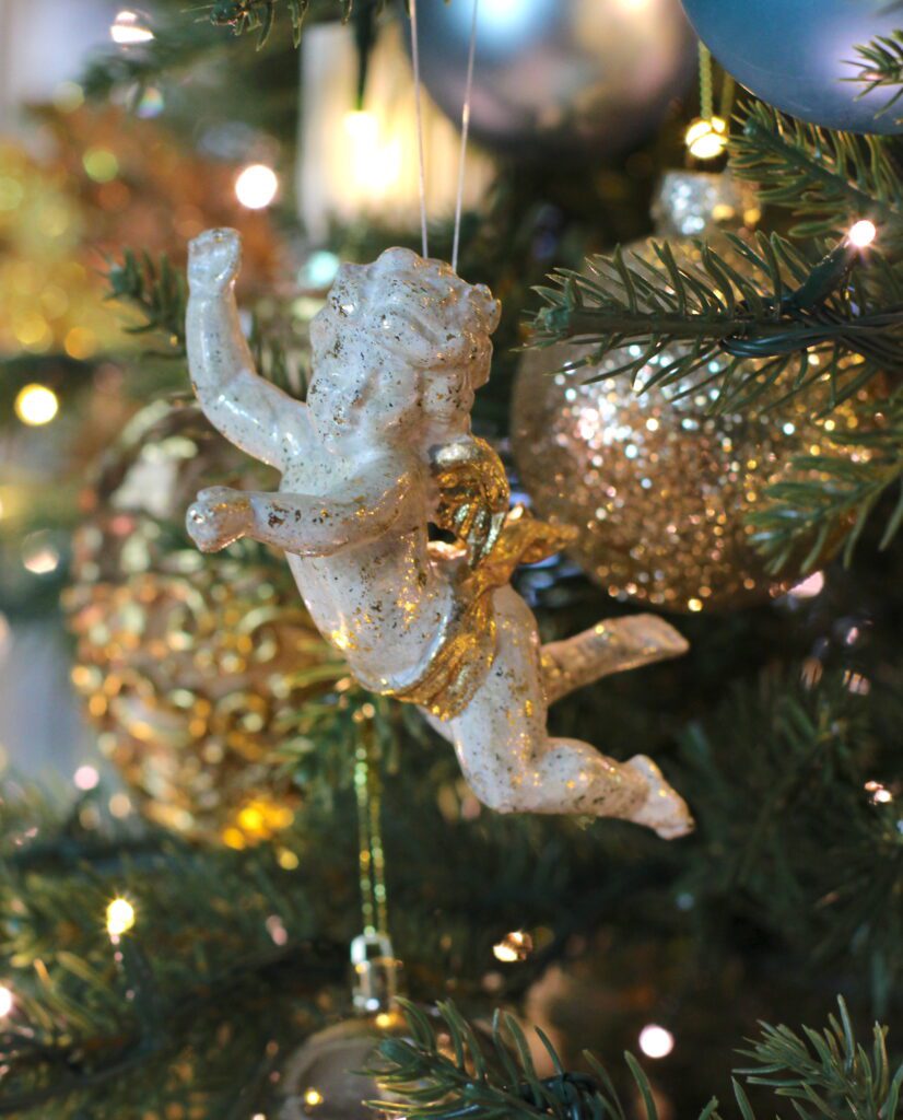 White and gold angel Christmas ornaments