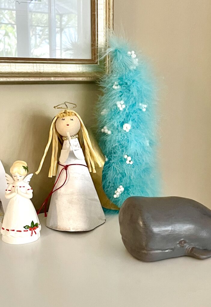 Angels and whimsical Christmas tree with a whale