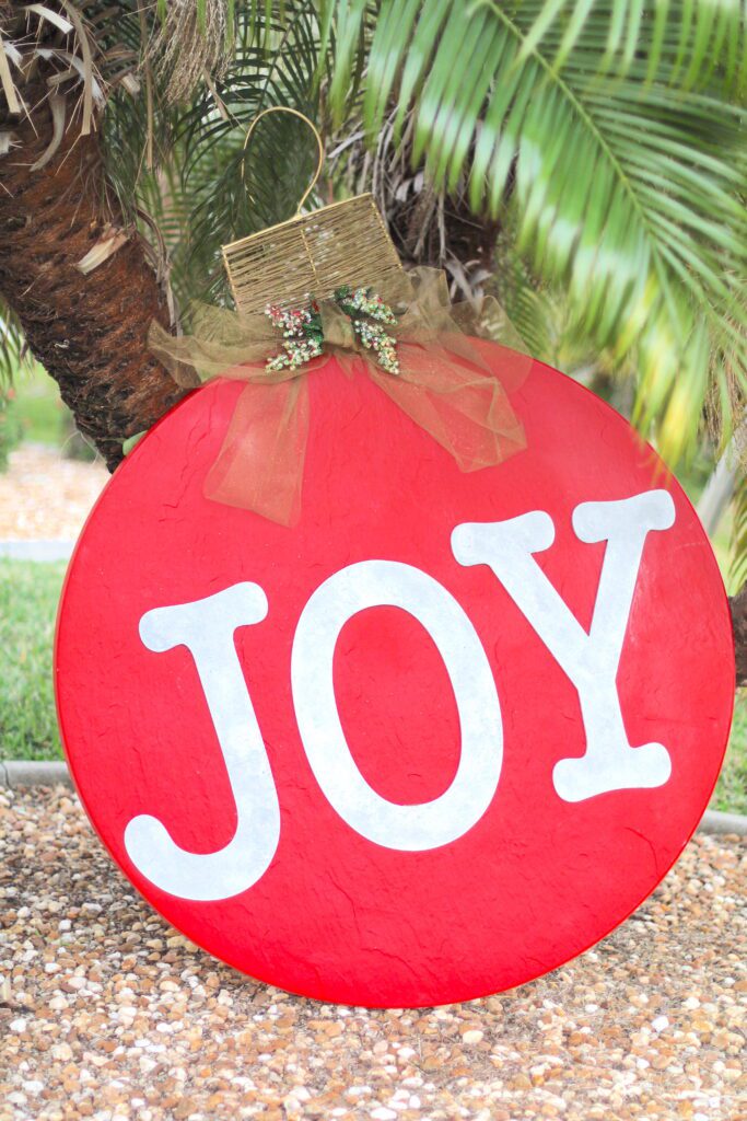 Oversized Joy Christmas Ornament recycled project