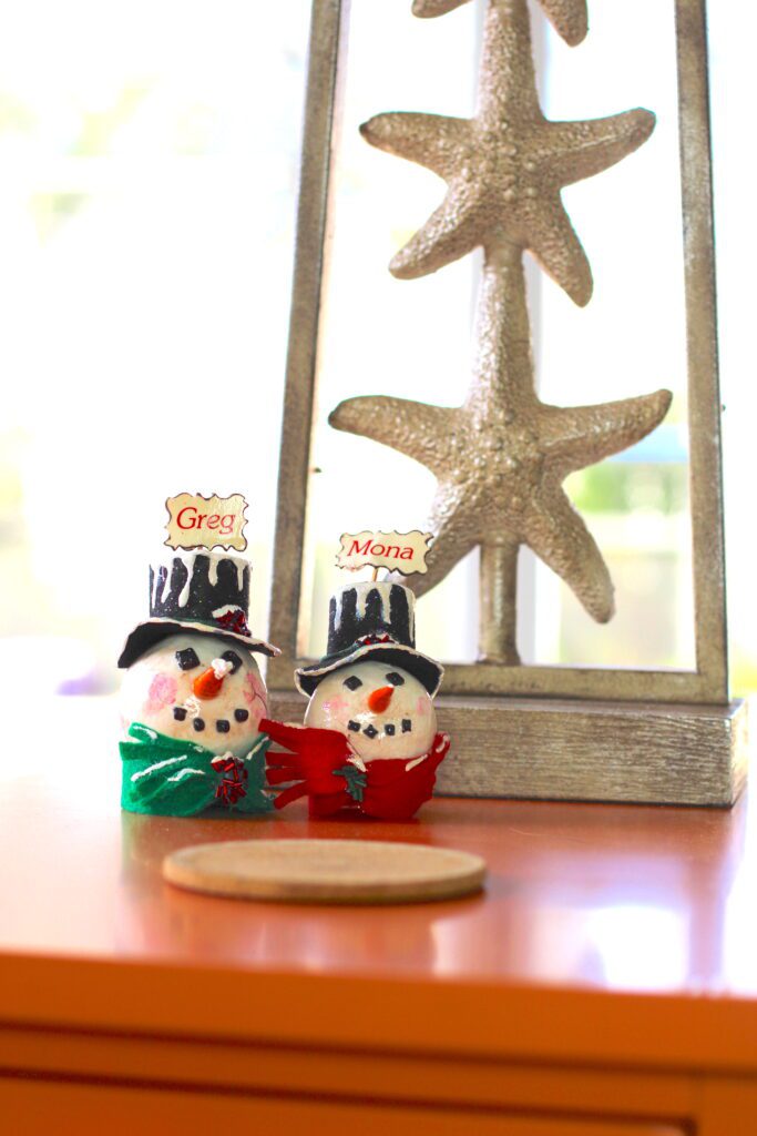 Snowman craft that I used as placecards