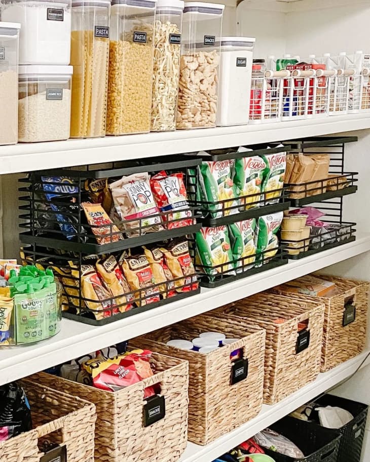 Pantry organization with metal racks